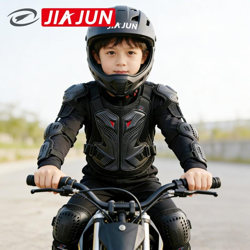 Kids Motorcycle Armor Jacket With Detachable Knee Elbow Pads Set Motorbike Riding Outdoor Sports