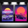 80-е Городская Ночь АВТОМОБИЛЬ ДОМ ЗАКАТ Настенное Искусство 80-е Стиль Outrun Vaporwave Постер Картина Украшение Кавайный Декор Комнаты Холст Постер