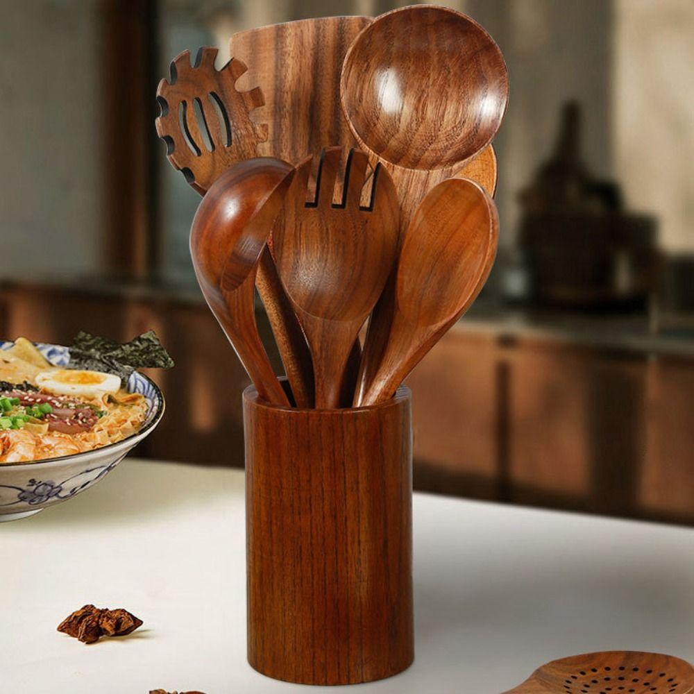 4-8pcs Wooden Kitchen Utensils Set Natural Material Kitchen Shovel Set Cooking Spoon  Salad