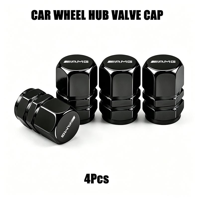 4Pcs Car Wheel Tire Valve Stem Cover Dustproof Cap For Mercedes Benz W210 W176 AMG CLS CLE CLA GLA GLB GLS Class A GLE W222 E300 MX9