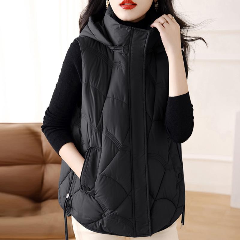 Plus Size Autumn Warm Vests for Women New Fashion Loose Women's Winter Coat Hooded Korean Style Cotton Padded Sleeveless Parka