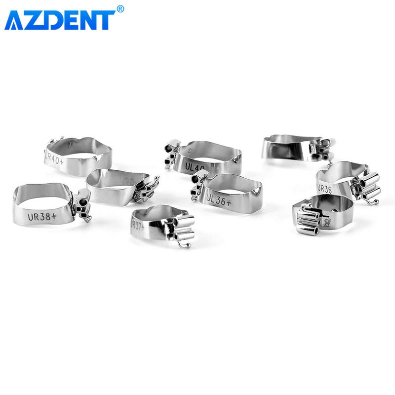 AZDENT 5Packs Dental Orthodontic Bands with Buccal Tube Triple Tubes for 1st Molar Teeth Roth.022 U3/L2 Size 35#-40#+ 4pcs/Pack