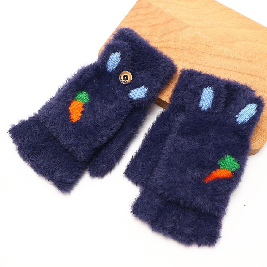 Kids' Winter Fingerless Flip-Top Writing Gloves – Warm Half-Finger Gloves for Boys & Girls