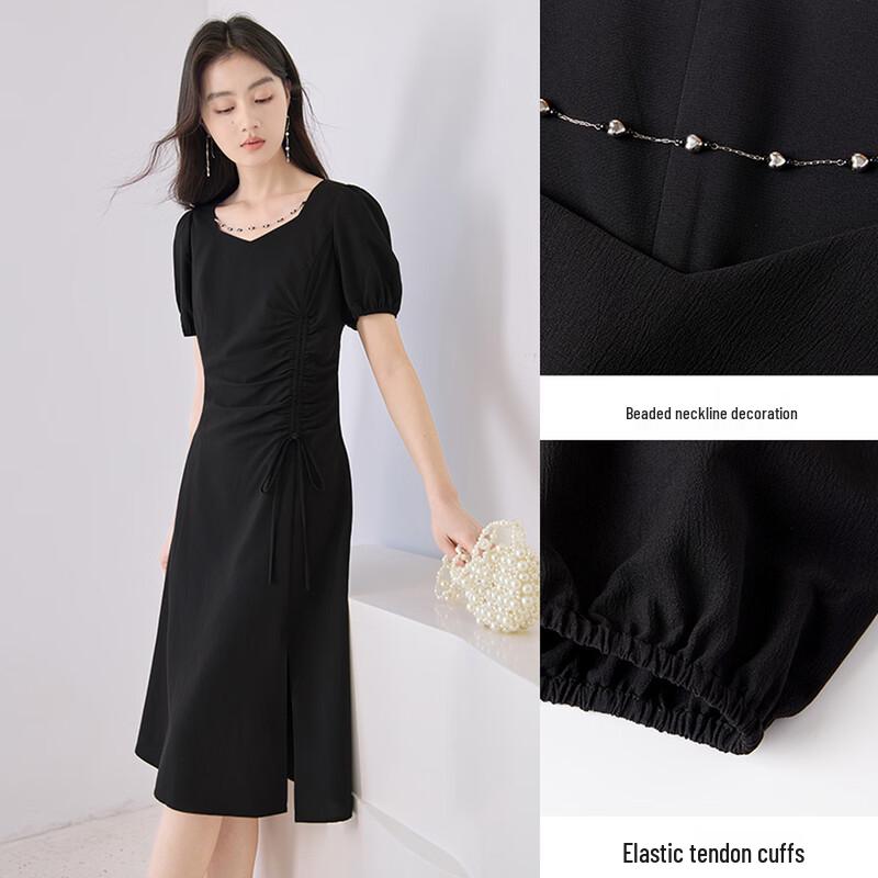 Xiangying Square Collar Puff Sleeve Dress