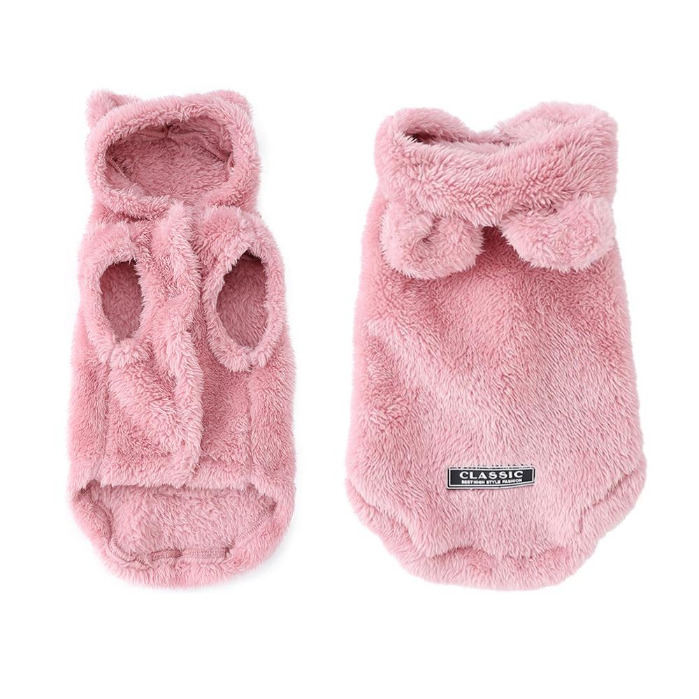 Cozy Pet Clothes Winter Soft Fleece Puppy Sweater For Small Medium Dogs Cats Cute Ear Hooded Jacket Coat Yorkshire Pug Apparel