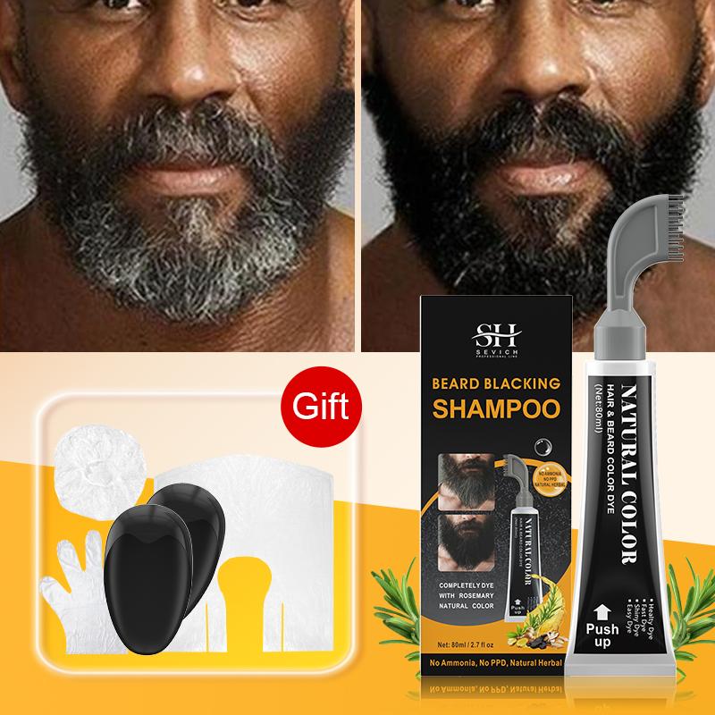 3 минуты, крем-краска для черной бороды с расческой Sevich, 80 мл, натуральный шампунь-краска для черной бороды с розмарином, мгновенный крем-краска для волос на растительной основе