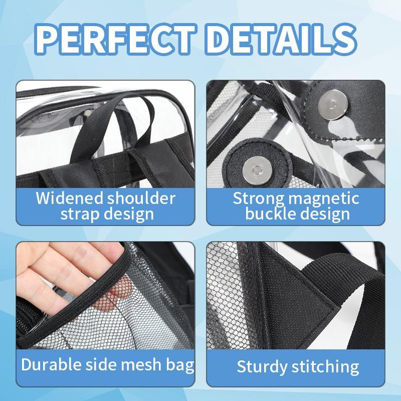 Школьный рюкзак Студенческий ПВХ школьный рюкзак Большая вместимость для путешествий Компьютер Сумка для хранения косметики ПВХ прозрачный рюкзак