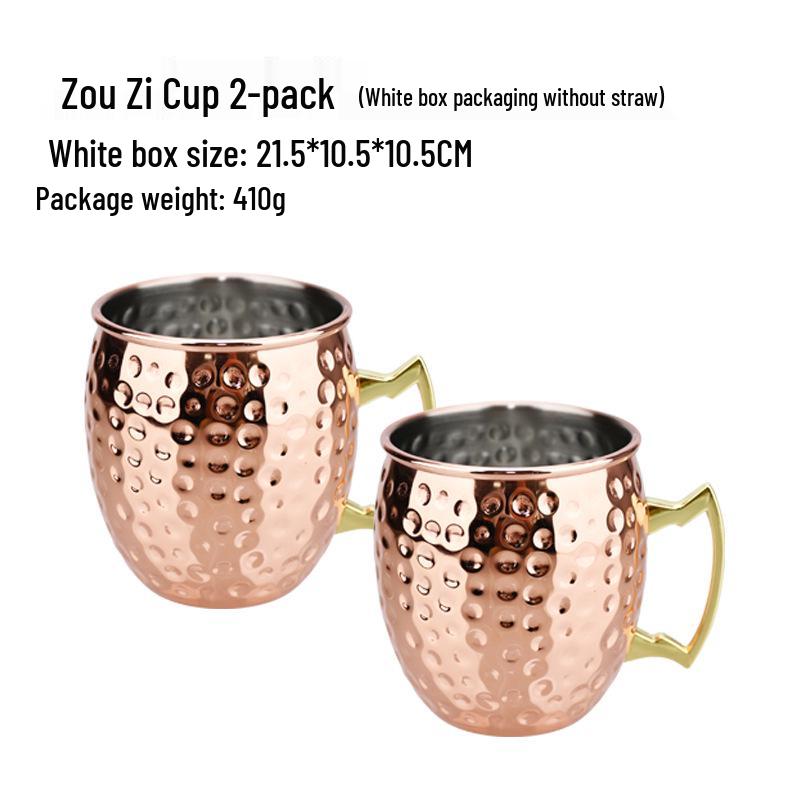 Медная кружка для коктейля Moscow Mule с покрытием из нержавеющей стали, с молотковым покрытием