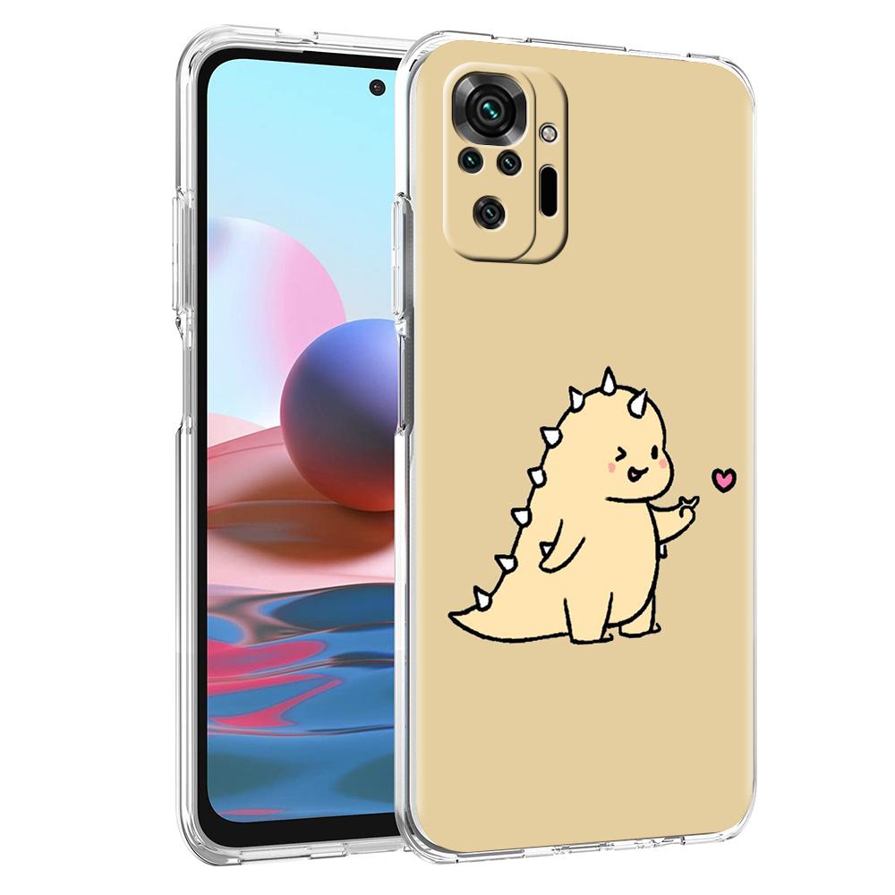 Милый Чехол для Телефона с Динозавром и Медведем для Пары для Xiaomi Redmi Note 12 4G 11 10 Pro 5G 10C 10S 9S 9 9T 8T 9C 9A 8 8A 7 K50 K40