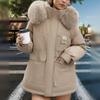 Women's Fashionable Skinny Plush Collar Zipper Hooded Winter Warm Cotton Coat  Down Jacket
