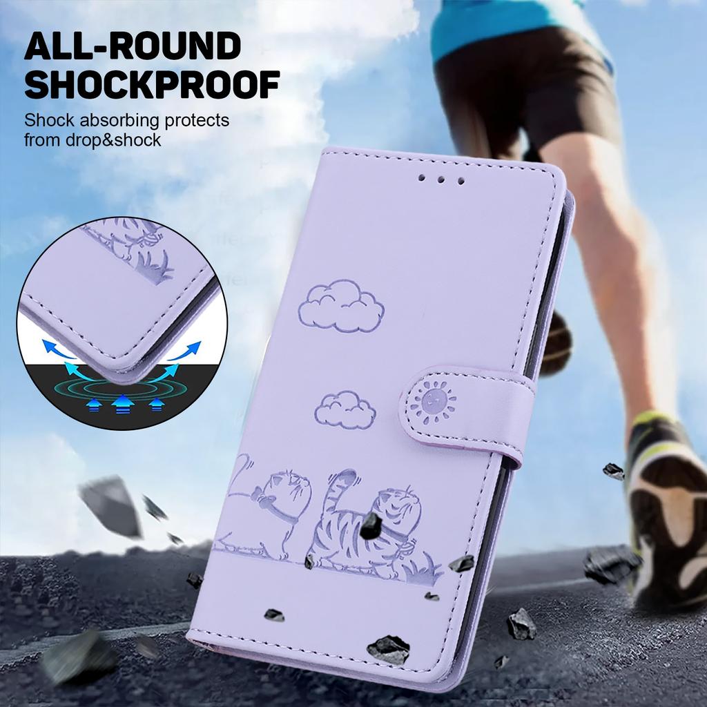 Чехол из кожи с милым котом для Samsung Galaxy S25 Plus S24 S23 Ultra с блокировкой RFID, подставкой, чехлом-кошелеком и слотами для карт, чехлом-кобурой для Galaxy A16 A06 A55 M35 M55