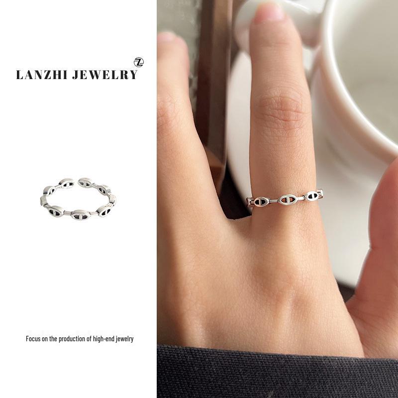 Тайское серебро Женское наборное кольцо - Серебро 925 пробы, Нишевый дизайн, Простые и универсальные украшения