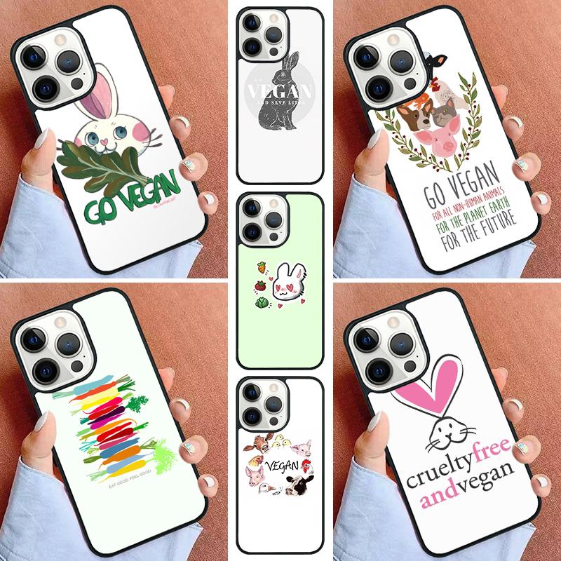 VEGAN QUOTES Rabbit LOVE VEGGIE Phone Case For iPhone 17 Air 11 12 13 14 15 16 Pro Max Cover For iPhone 17 Air Max Plus