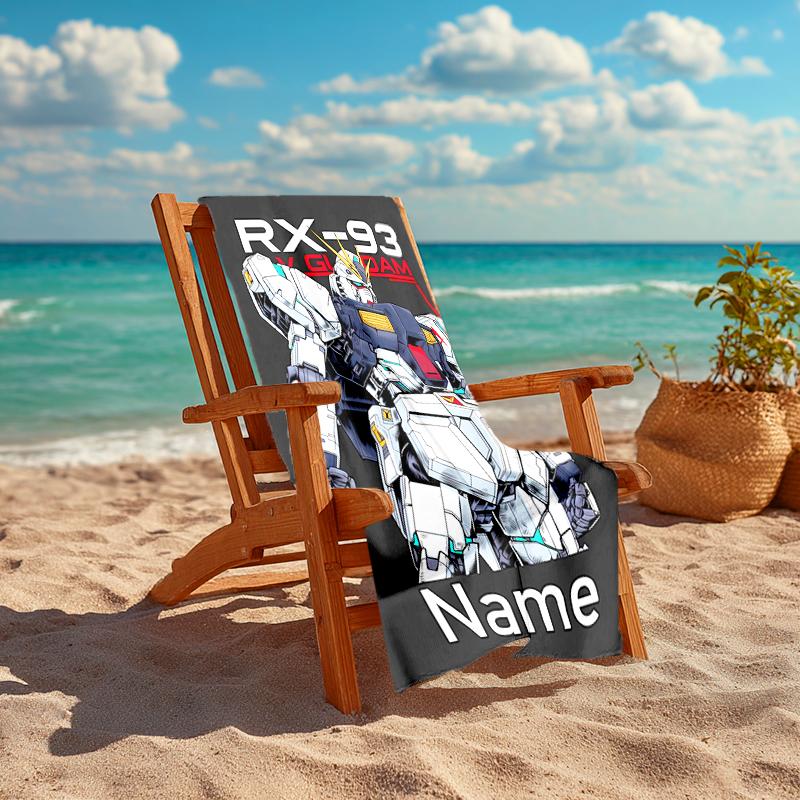 Personalized customized proof beach towel with Mobile Suit Gundam pattern - soft, absorbent,quick-drying,perfect swimming,camping&bathing