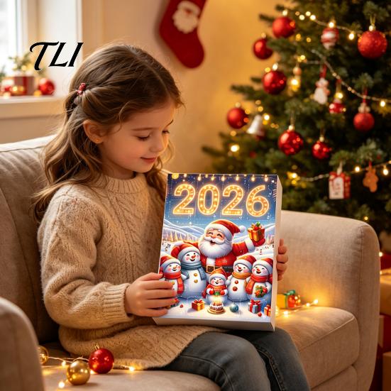 Fun Xmas Countdown Box Christmas Advent Calendar 2026, Snowman 24 Day with Acrylic Hanging Pendants, Festive Tree Decor, Holiday Gift for