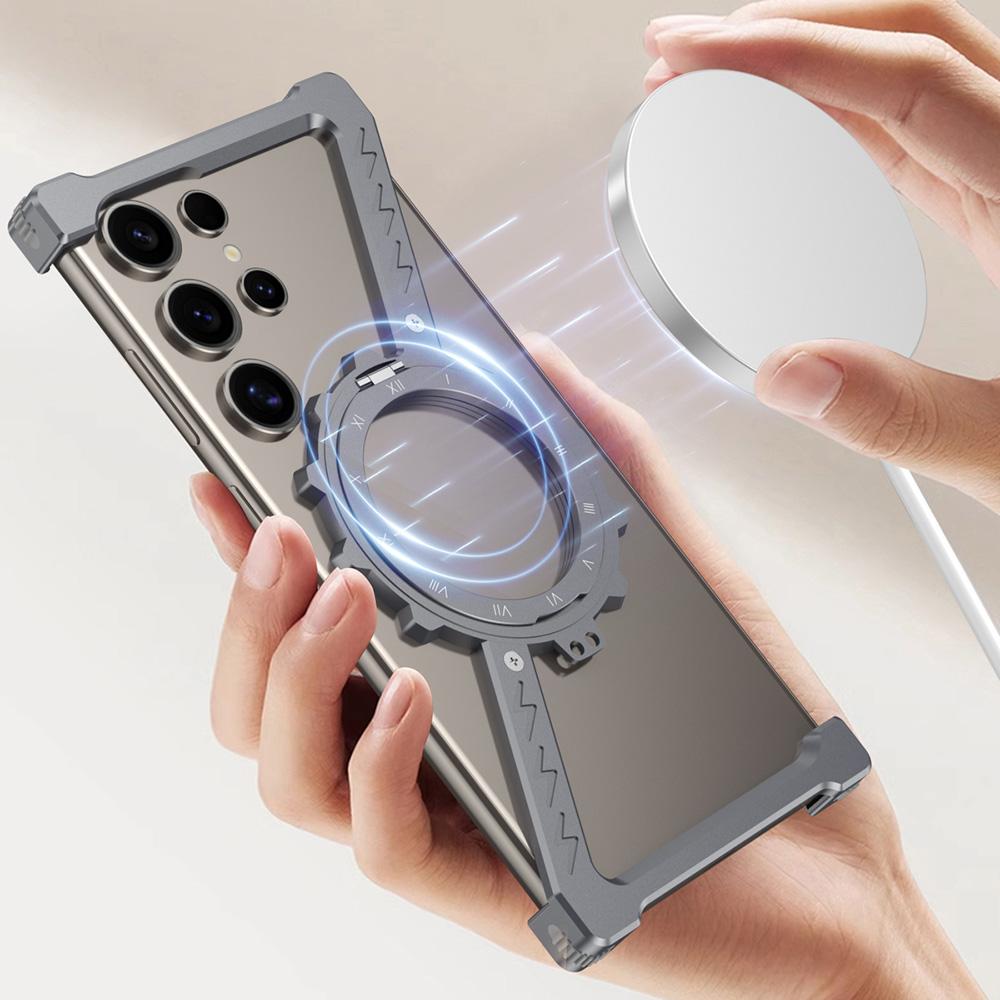 For Samsung Galaxy S25 Ultra Kickstand Case Compatible with MagSafe Z Shape Bumper Phone Cover