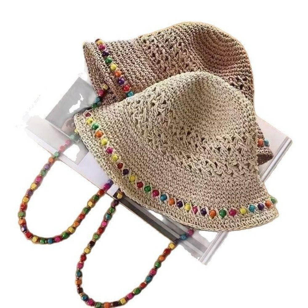 Elegant Lace Brim Sunshade Cap Breathable Colorful Straw Hat Casual Woman's Straw Hat Travel