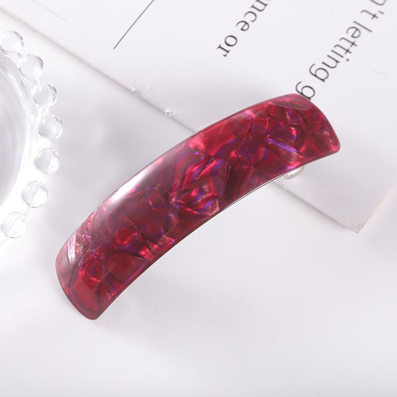 Korean Trendy Acetate Plaid Hair Clip - Colorful Curved Design for Bangs