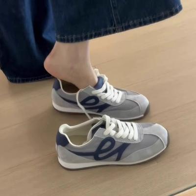 Версия из коровьей кожи~ Повседневная спортивная обувь на плоской подошве, универсальная, с круглым носком, в стиле ретро, женские дышащие кеды на шнуровке