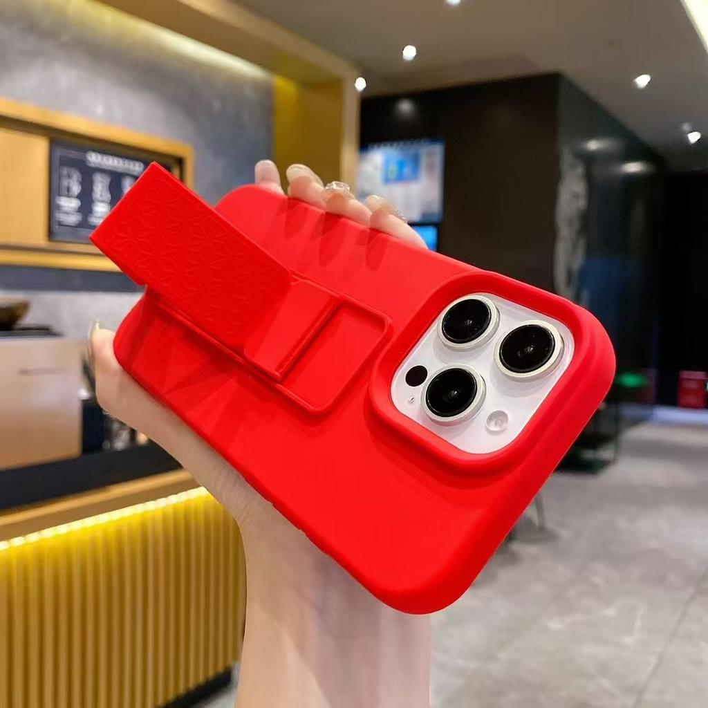 Подходит для Ip16promax Жидкий силиконовый ремешок-подставка, Защитный чехол однотонного цвета для Apple 15/14