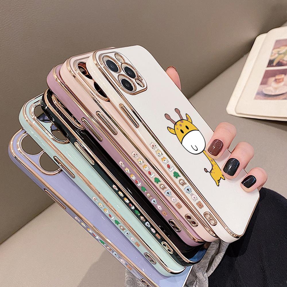 Чехол для телефона с мультяшным жирафом для iPhone 11 13 15 Samsung Galaxy A52 Xiaomi Redmi 12C Note 10 Pro Oneplus Мягкие чехлы для смартфонов