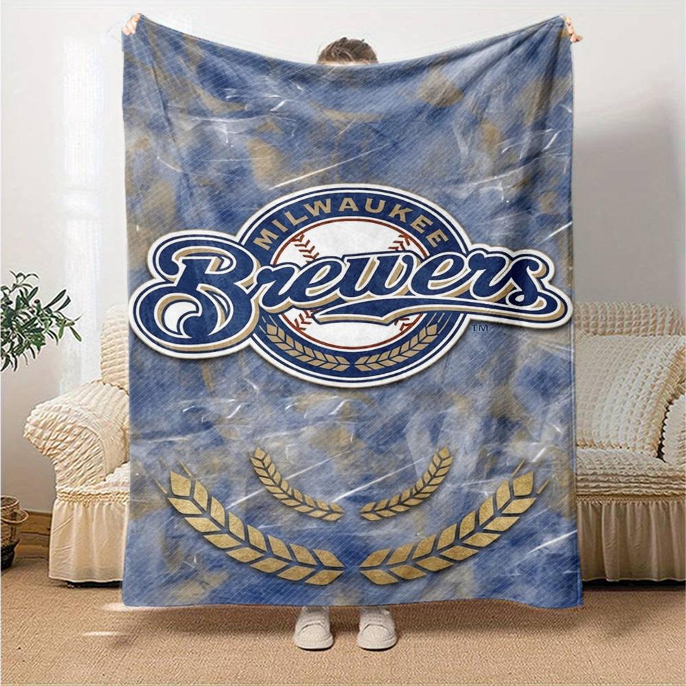 Milwaukee Brewers Print Flannel Blanket High Quality Warm Comfortable Cover for All Seasons Perfect for Gifts Home Decor