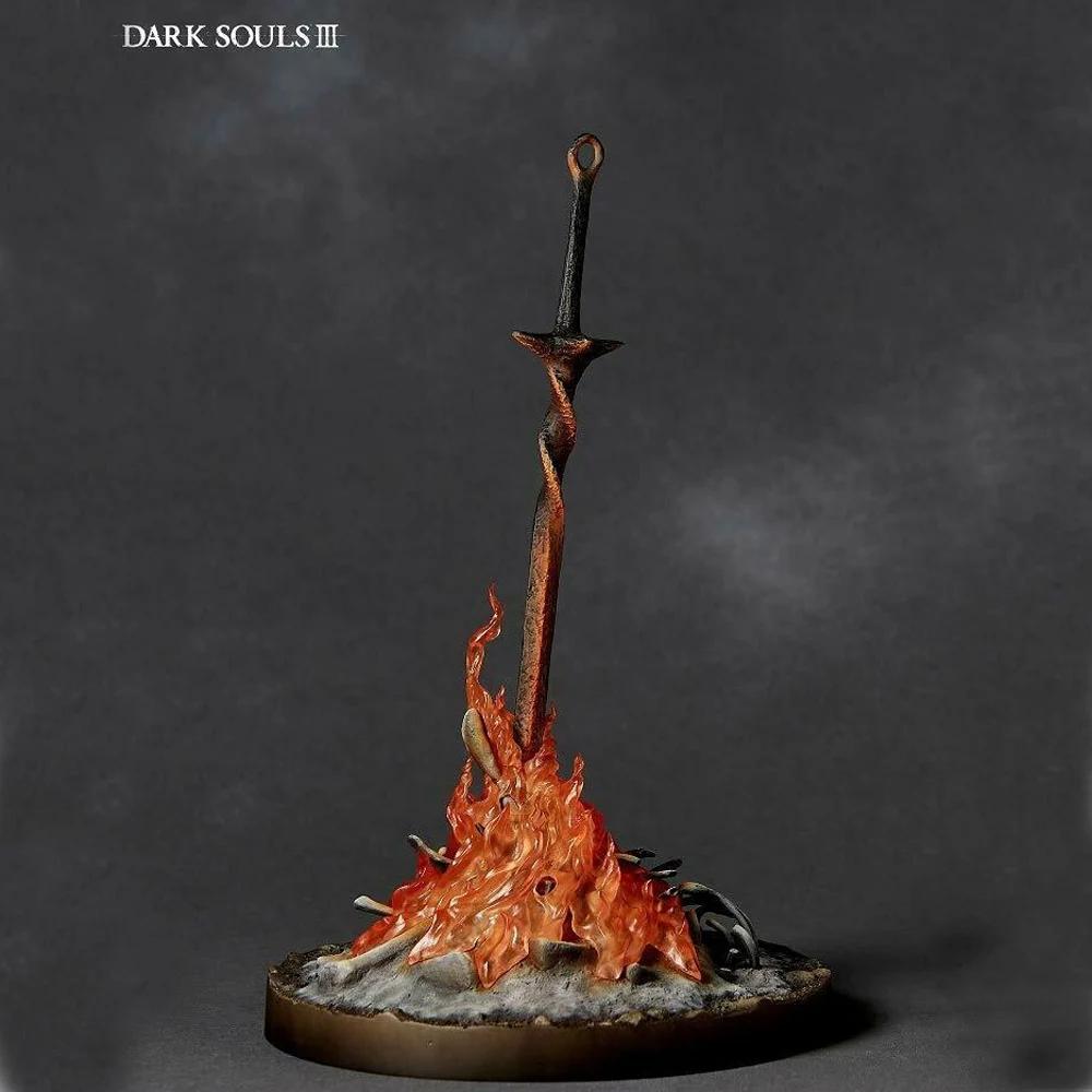 Hot Dark Souls III Bonfire Lit Sword Light up 21CM Classic Anime Game Statue Figure Model Toy Adornment Collection