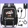 Стильный рюкзак Cuphead с портом USB для зарядки для детей и мальчиков, для школы
