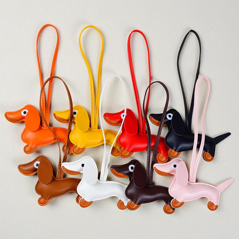 Dachshund Pendant Bag Charms: Cute, Versatile PU Puppy Keychain Accessory