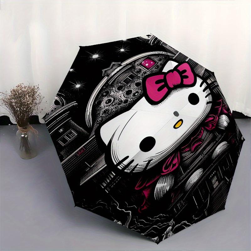 Hello Kitty,Haunted House Automatic Folding Umbrella-Simple 8-Rib Design, Bright Cartoon Pattern, Durable Iron Frame, Suitable For Travel, O