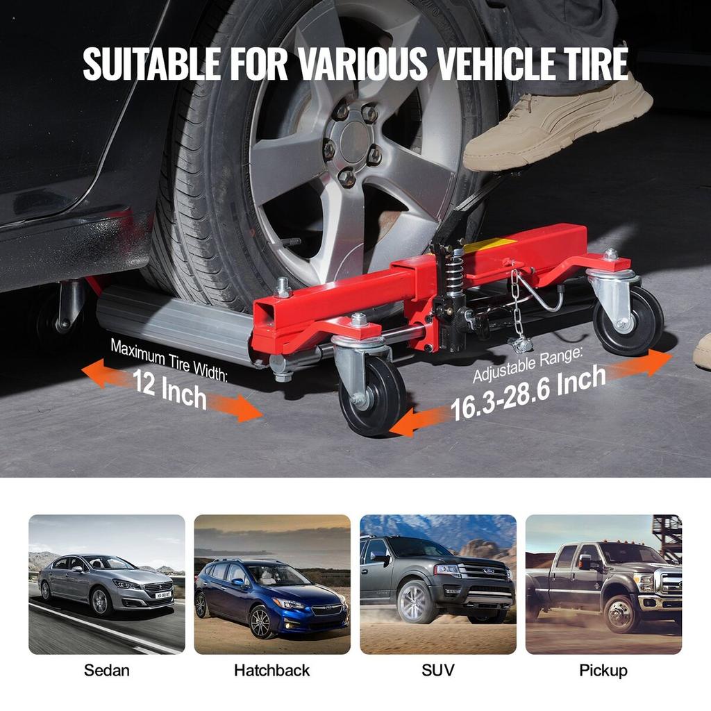 Wheel Dolly Heavy Duty Vehicle Positioning Tire Car Lifter 1500Lbs 4 Pack