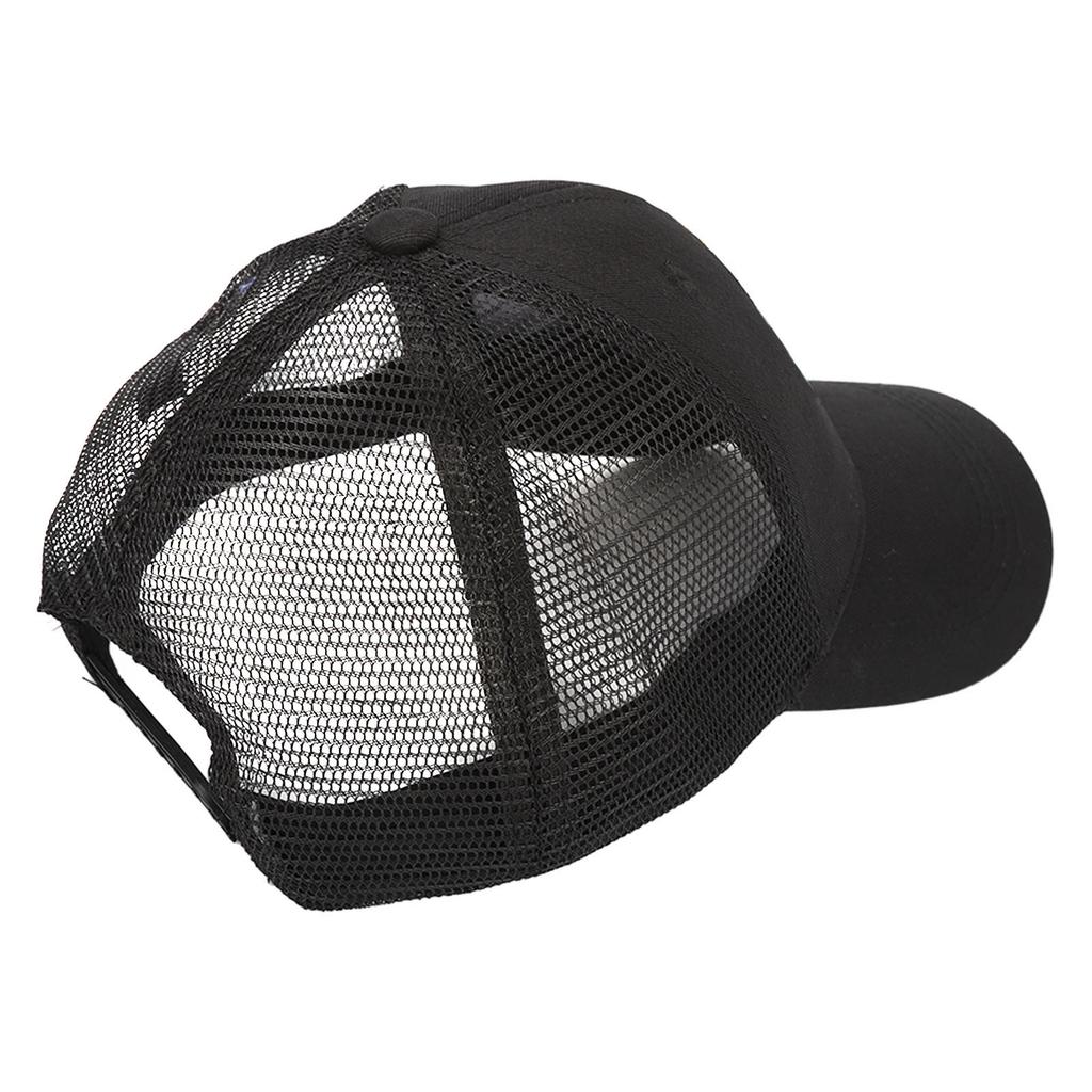 Men Women Letter Embroidered Cap Black Adjustable Fashionable Travel Outdoor Fishing Mesh Back Cap