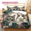 Maine Coon and Flowers Pattern Bedding Home Decoration Birthday Gift (1 * duvet cover + 2 * pillowcase, without core)