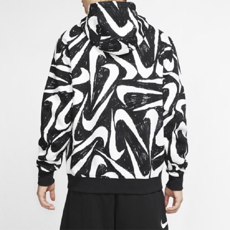 Nike Спортивная повседневная флисовая толстовка с мужскими толстовками с полным принтом, черная CK2231-010