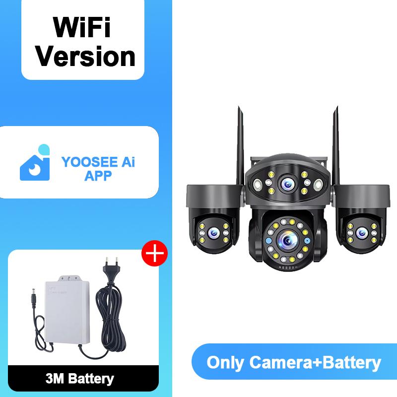 YOOSEE Ai APP WIFI Камера безопасности Три объектива HD 15 Мп Наружная 360° PTZ Видеонаблюдение Ai Детекция движения Отслеживание Двусторонняя связь Ночное видение