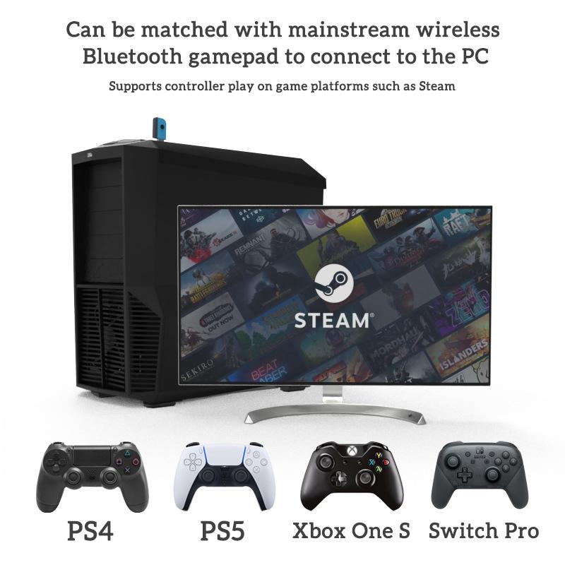 VAORLO USB-адаптер для игр, Bluetooth-приемник для геймпада для PS5, PS4, Xbox, адаптер с одной ручкой, беспроводной приемник с ручкой для Switch Pro