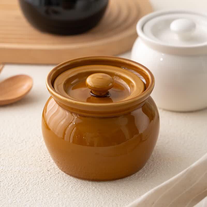Керамический горшок для тушения Baijie с крышкой и ложкой