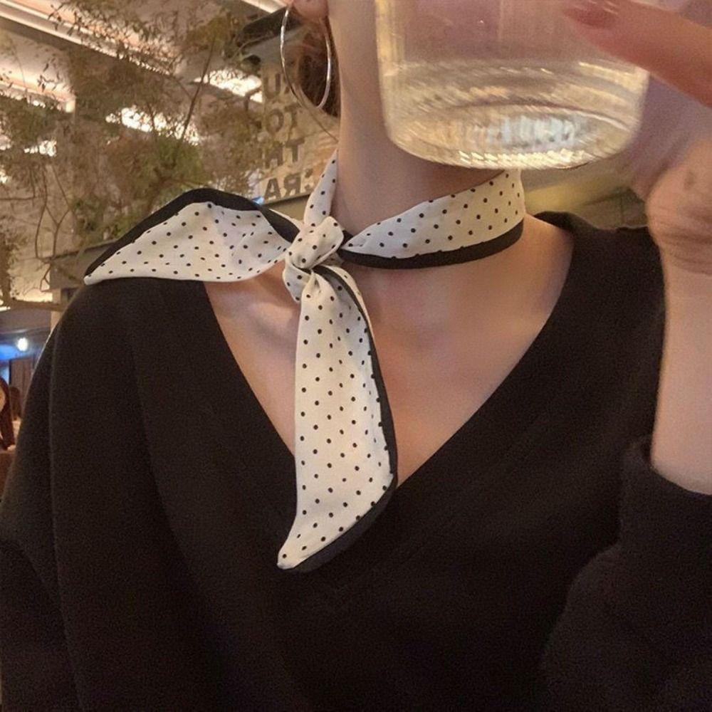 Polka Dot Neck Strap Luxury Hair Band Fashion Neck Scarf Clothing Accessories