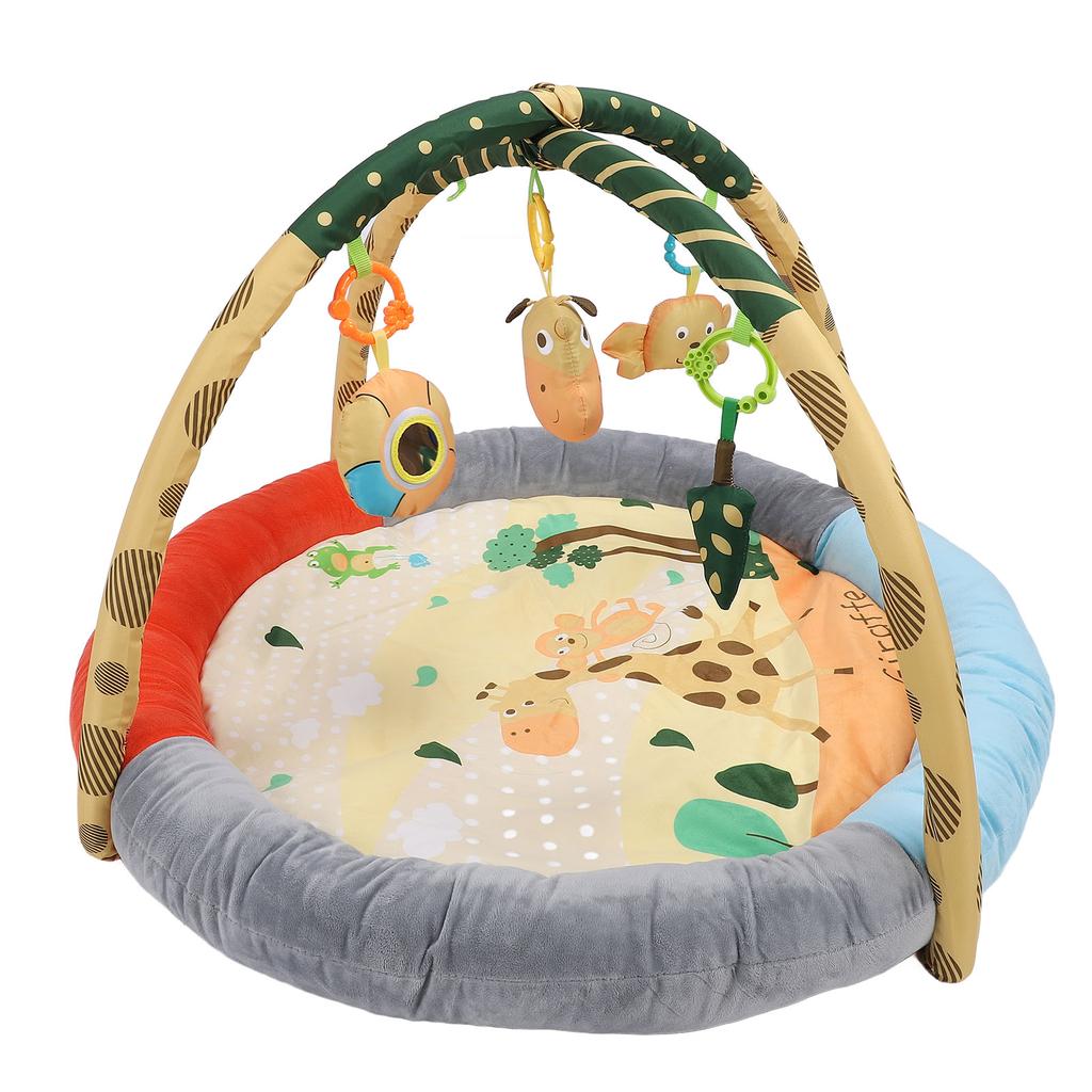 Плюшевый детский гимнастический коврик с мягким хлопковым наполнителем, дышащий, круглой формы, с приподнятым краем, коврик для занятий на животе