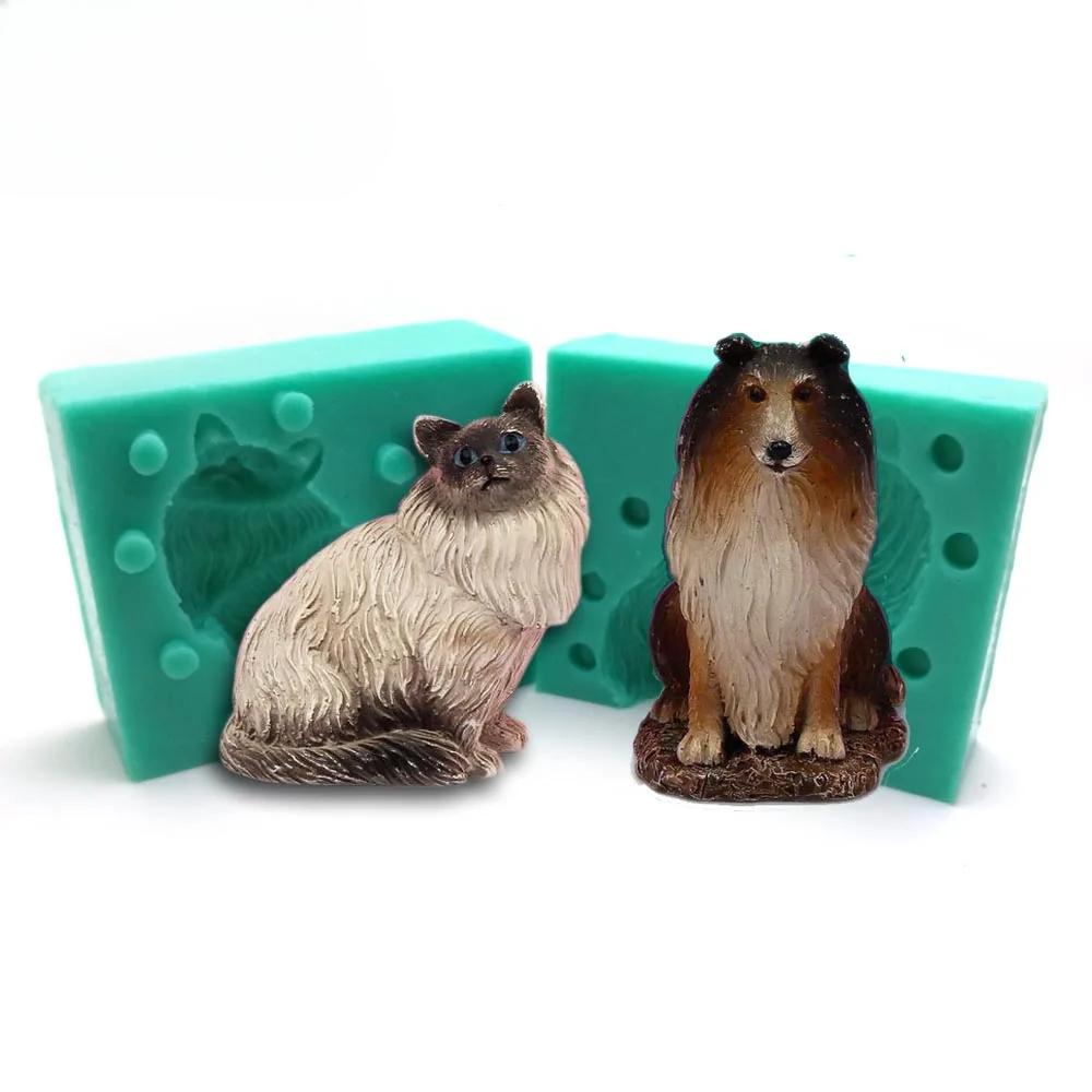 Cat Dog Chocolate Silicone Fondant Mold Cake Decorating DIY Car Aroma Soap Candle Making Polymer Clay Animal Plaster Resin Molds