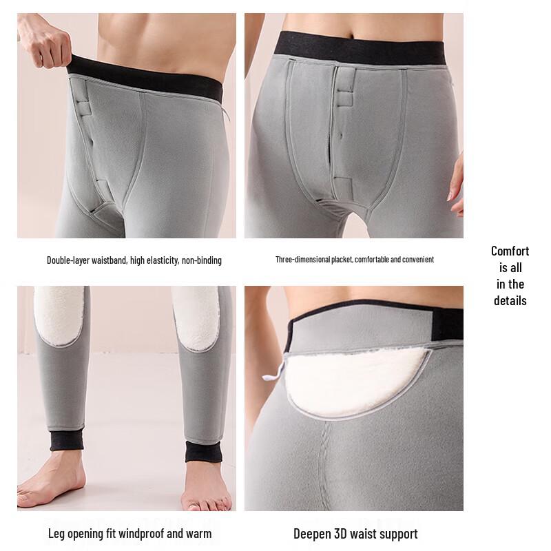 Мужские зимние термоштаны с кроличьим флисом, защита коленей и талии