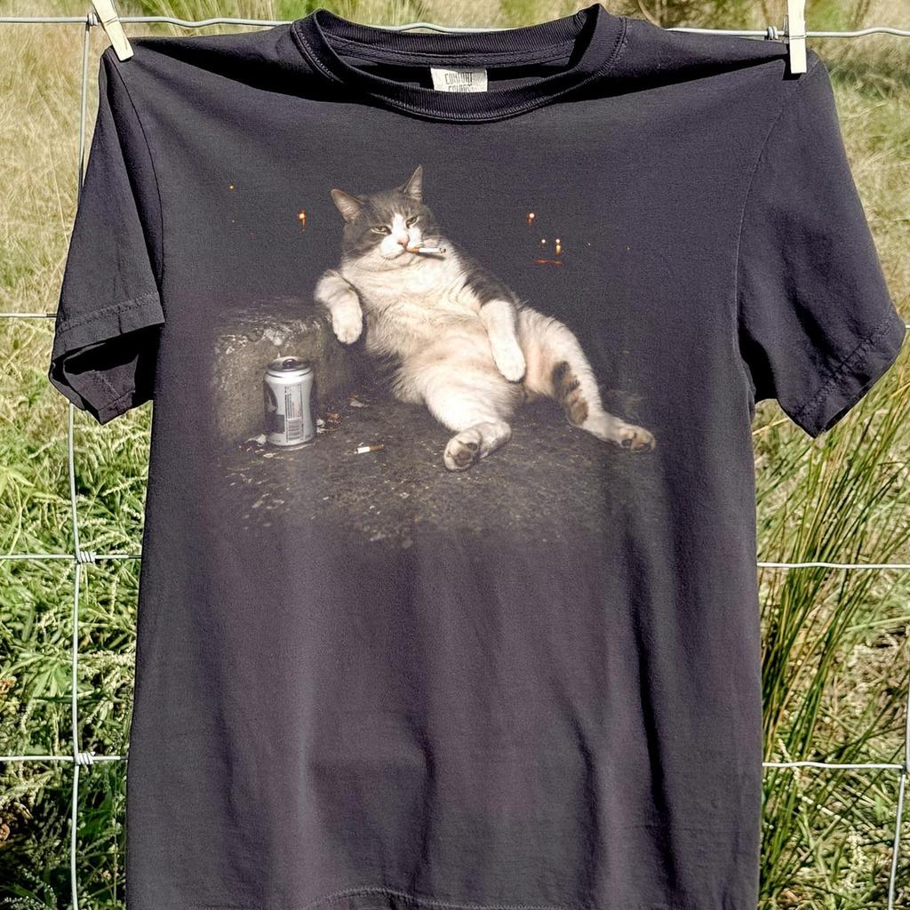 Drunk Cat T-Shirt, Funny Animal Meme Tee, Cat Photo Comfort Colors Graphic Unisex Shirt, Cat Lover Gift, Cat Mom Top