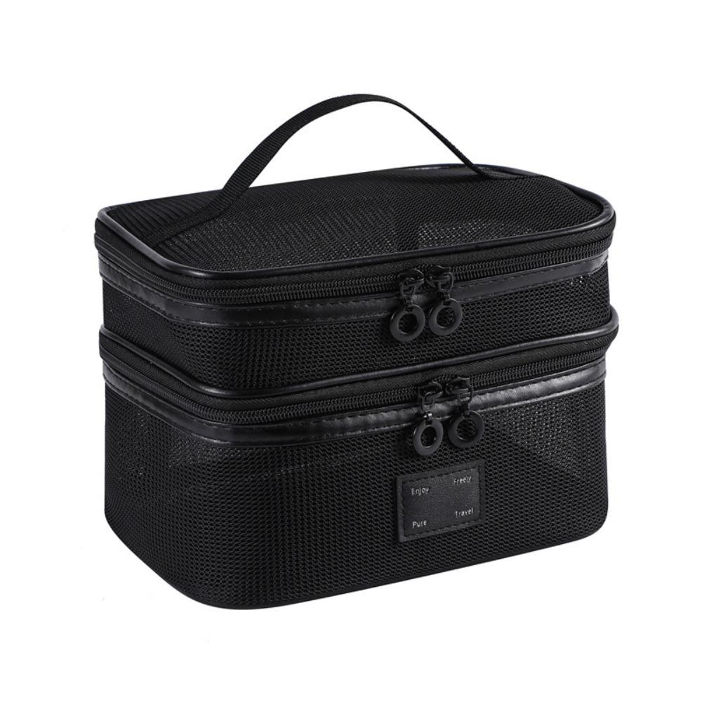 Square Transparent Mesh Cosmetic Bag Lightweight Storage Toiletry Bag  Camping