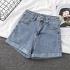 Basic Cotton Denim Shorts For Women Summer High Waist With Rolled Edges Casual Wear