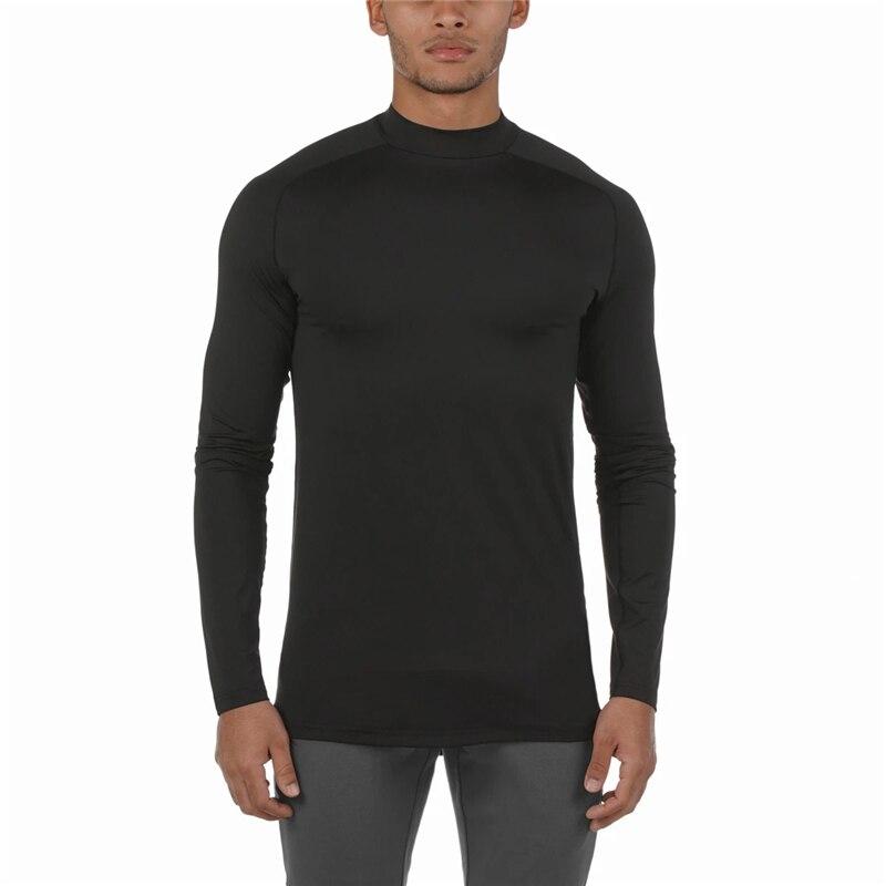 Muscleguys Осенняя одежда для тренировок Мужские свитера с полувысоким воротником Фитнес Бодибилдинг Простые футболки