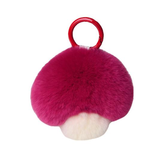 Плюшевый брелок в виде гриба, нечеткий искусственный мех кролика, автомобильный брелок для ключей, DIY брелок, подвеска, украшение, украшение для рюкзака, подарок на день рождения