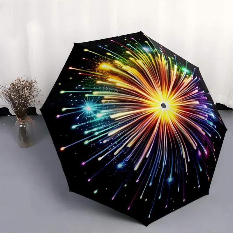 1pc Fireworks Display Automatic Open/Close Umbrella, Compact Travel Umbrella, 8-Rib Sturdy Frame - Ideal Gift for Friends yy251118051