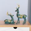 2 Pieces Reindeer Sculpture Resin Statue Valentine's Day Gift Ornament Animal Figure Figurine for