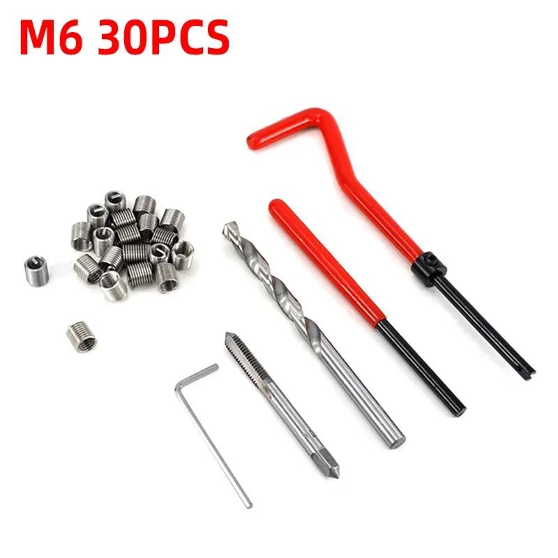 30pc Stainless Steel Helical Thread Repair Inserts Kit, M5/M6/M8 Fully Threaded, Tapping Screw Sleeve Set for Repair and Thread