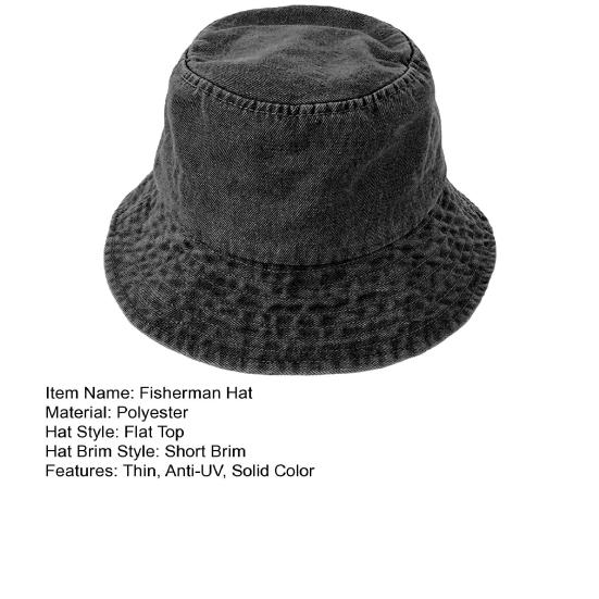 Denim Fisherman Hat Retro Style Unisex Sun Protection Basin Hat Flat Top Short Brim Solid Color Thin Bucket Hat